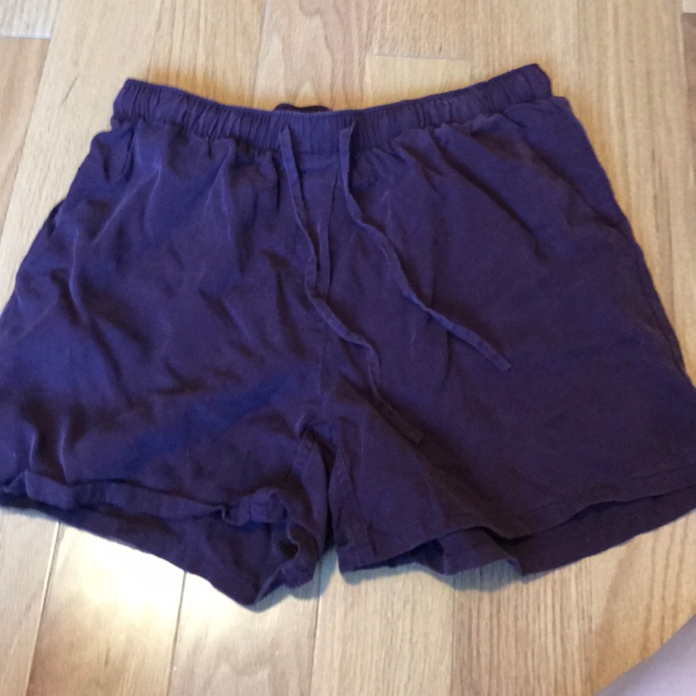 Maroon, tie front shorts
